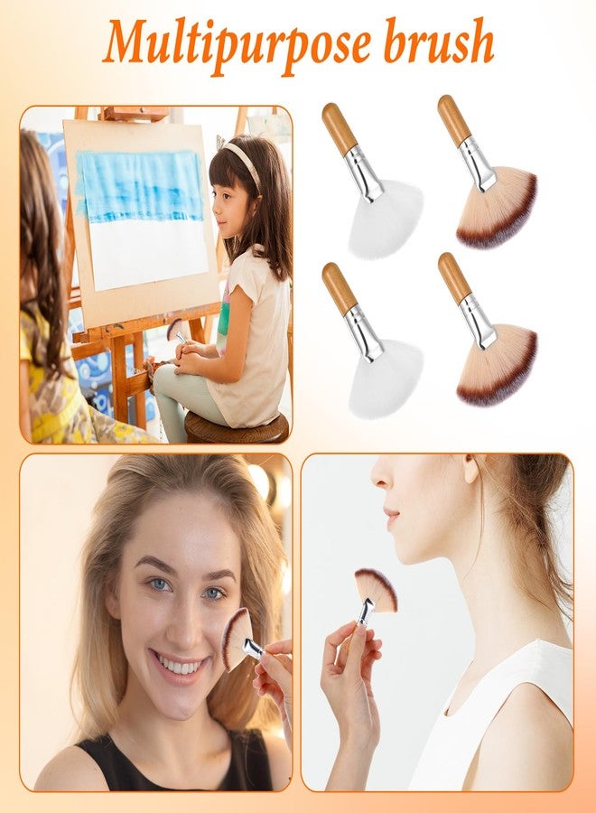 Matwsec 4PCS Fan Brushes Esthetician Facial Brushes Esthetician Soft Fan Blush Brush for Powder Blush Body Powder Brush Face Makeup Tools - Image 4